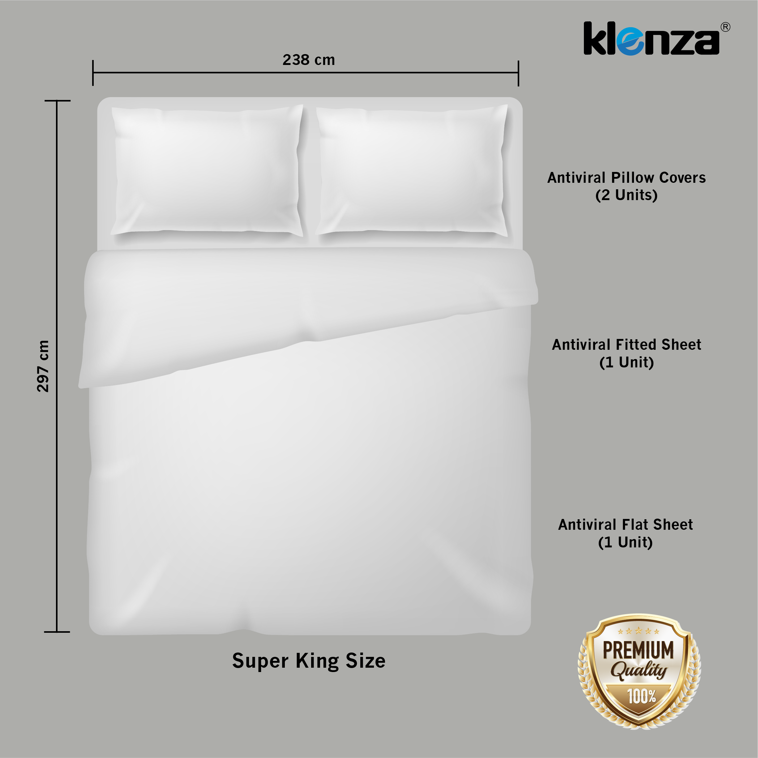 Klenza Antiviral Bedcover Combo Pack (Super King)
