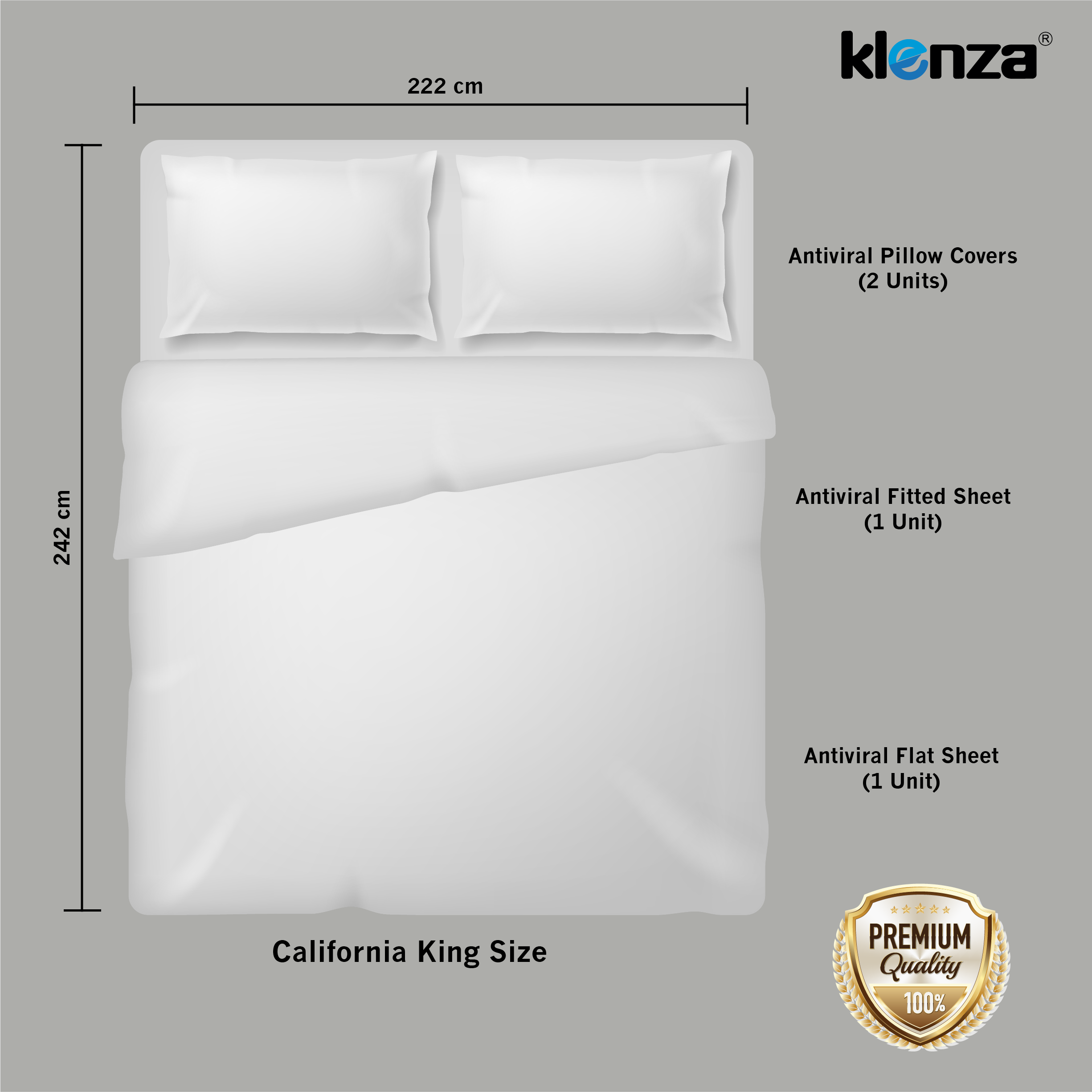 Klenza Antiviral Bedcover Combo Pack (California King)